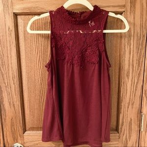 No boundaries lace burgundy blouse size M